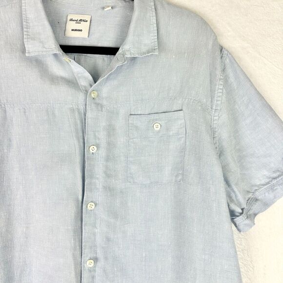 Baird McNutt Linen Murano Short Sleeve Button Up Shirt Size XL Light Blue - Picture 3 of 5